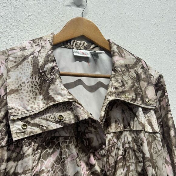Chicos Zenergy Women’s Brown Pink Abstract Zip Up Jacket Size 3 (XL) - Picture 5 of 14